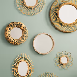 Miroir Rotin Fleur Diamètre 38