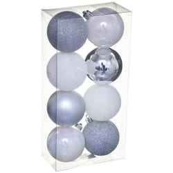Déco de sapin Lot de 8 Boules de Noël d 7 cm - Argent et Blanc - Feeric Christmas
