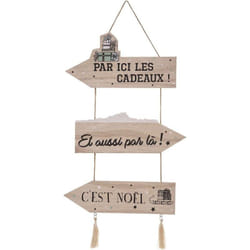 Pancarte de Noël 'Cadeaux' en bois - Beige - h 50 x l 25 cm - Livraison gratuite