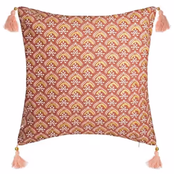 Housse de Coussin - Hindou - Or - 40 x 40 cm - Rouge - Style Ethnique