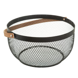 5five Corbeille de Rangement Métallique pour Cuisine avec Poignée, 29 cm - Noire - Parfaite pour l'Organisation