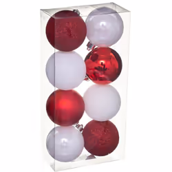 Déco de sapin Lot de 8 Boules de Noël D 7 cm - Blanc et Rouge - Feeric Christmas (-) Dimensions : D. 7 cm - 8 Boules assortie ...
