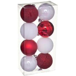 Déco de sapin Lot de 8 Boules de Noël D 7 cm - Blanc et Rouge - Feeric Christmas