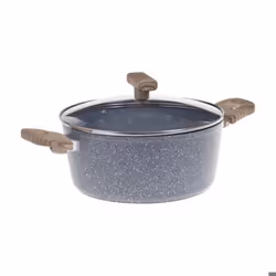 Secret de Gourmet - Faitout avec couvercle D 24 cm en Aluminium Forgé aspect pierre Ligne Nature Tous feux Gris