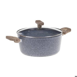 Secret de Gourmet - Faitout avec couvercle D 24 cm en Aluminium Forgé aspect pierre Ligne Nature Tous feux Gris