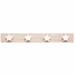 Patère Enfant en Bois 4 Crochets Blancs L 55 cm - Atmosphera (-) Dimension : L. 55 x P. 4,5 x H. 7 cm - Matière : Bois MDF -  ...