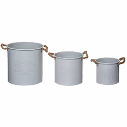 Lot de 3 Pots de fleurs en Métal et Zinc - Atmosphera (-) Dimensions : Taille S :D. 20 x H. 18 cm - Dimensions : Taille M : D ...