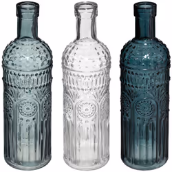 Description générale Ce set de 3 bouteilles 'folk' en verre allie élégance et fonctionnalité. Avec leur design coloré et cont ...