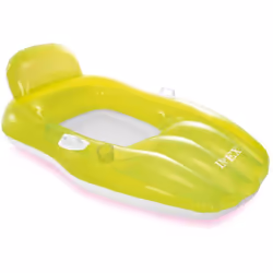 Lounge piscine chilling - Intex. Couleur : Jaune fluo. Matière principale : . Longueur : 163.00 cm. Largeur : 50.00 cm. Haute ...