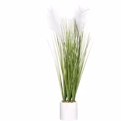 Plante artificielle "plumeau" pot ciment h70cm - Atmosphera createur d'interieur. Couleur : Blanc. Matière principale : Cimen ...