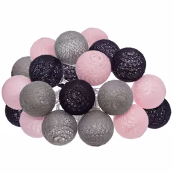 Guirlande led secteur 20 boules assortiments d 6 box - Atmosphera createur d'interieur. Couleur : Rose/gris. Matière principa ...