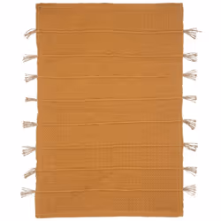 Tapis "tula" en coton avec pompon en jute 60x90cm - Atmosphera createur d'interieur. Couleur : Jaune. Matière principale : .  ...
