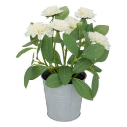 Fleurs artificielles - pot en zinc - H20 cm - Blanc - Atmosphera createur dinterieur