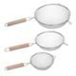 Secret de Gourmet - Lot de 3 passoires inox + poignées en bois INOX