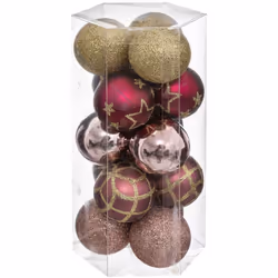 Déco de sapin Lot de 15 Boules de Noël D 5 cm - Rose et Or - Feeric Christmas (-) Dimensions : D. 5 cm - 15 Boules assorties ...