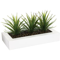 Atmosphera - Centre de table Keiko 3 aloe vera artificielle blanc H17cm créateur d'intérieur