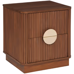 Chevet 2tir wany - Atmosphera createur d'interieur. Couleur : Marron. Matière principale : Mdf - panneau de fibres de bois. L ...