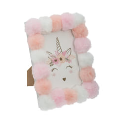 Cadre Photo Enfant  18 Pompons  10x15cm Blanc