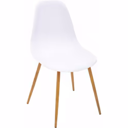 Chaise de table avec assise en dossier en plastique. Pied en fer imitation bois. Dimension produit hauteur d'assise : H. 46 c ...