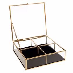 Boîte à Bijoux Verre Velours Doré