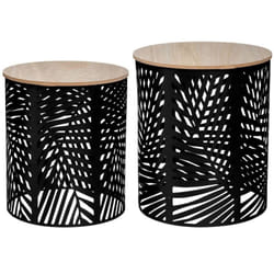 Atmosphera - Lot de 2 tables basses Feuille noir