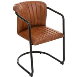 Atmosphera - Fauteuil cuir véritable Kavi naturel