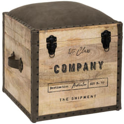 Atmosphera - Malle pouf Silas bois naturel créateur d'intérieur