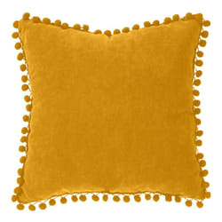 Coussin à pompons - L 40 cm x l 40 cm - Ocre - Livraison gratuite