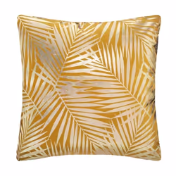 Coussin Tropic en velours jaune moutard et doré 40x40 cm - Ocre - Atmosphera createur dinterieur