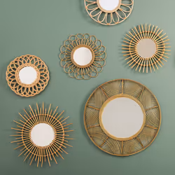 Miroir Rotin Fleur Multi