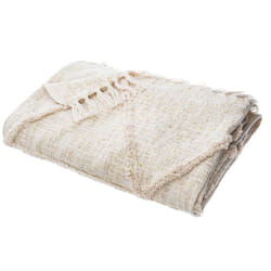 Jeté de Lit en Coton et Lurex Beige tufté brillant 130 x 180 cm - Atmosphera