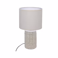 Cette lampe à poser de forme cylindrique s'adaptera à votre intérieur. Alimentation sur secteur. Douille : E14. Puissance max ...