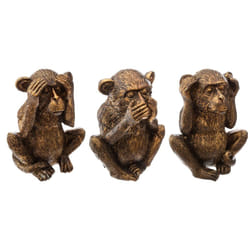Singes Sagesse Résine Doré H. 17 cm