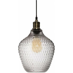 Atmosphera - Suspension en verre - Omaha - d 21 cm - Gris fumé - Livraison gratuite