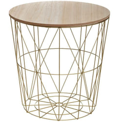 Atmosphera - Table à café filaire en métal et bois 'Kumi' - Doré - d 40 cm - Livraison gratuite