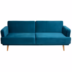 Description générale Ce canapé banquette convertible 3 places en velours bleu canard allie élégance et confort. Avec sa struc ...