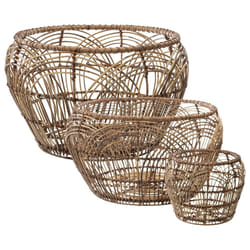 Panier Rotin Rond Motif x 3
