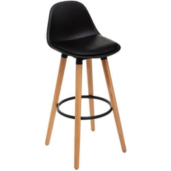 Chaises de bar 'Maxon' pieds bois - Revêtement similicuir - Noir - Livraison gratuite
