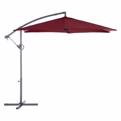 Parasol décentré Janeiro de marque Hespéride. Toile de forme ronde, diamètre 3 m, coloris bordeaux marsala. S'ouvre très faci ...