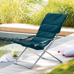 Description générale Le fauteuil relax de jardin 'Milos' en bleu canard est un choix élégant et confortable pour vos moments  ...