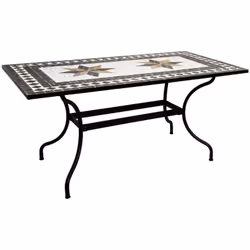 Description générale Apportez du cachet à votre intérieur avec cette table à manger rectangulaire en mosaïque Kipos de la mar ...