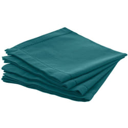 Atmosphera - Lot de 4 serviettes de table Chambray bleu canard 40x40cm créateur d'intérieur