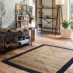 Tapis en Jute à Bord Noir