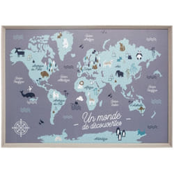 Tableau Imprimée Encadrée Carte Du Monde 50x70 Atmosphera For Kids