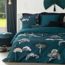 Atmosphera - Parure de lit Atsuko bleu canard 240x220