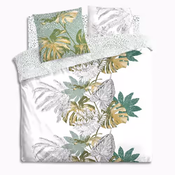 Éveillez vos sens et plongez dans un univers de sérénité et de fraîcheur avec la parure de lit imprimé Monstera de la marque  ...