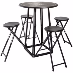 Description générale Cet ensemble de table haute et de 4 tabourets en métal noir et blanc combine praticité et confort. Grâce ...