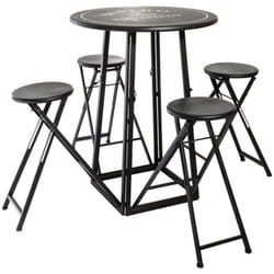 Atmosphera - Table 4 chaises d extérieur noir et blanc D77,5cm créateur d'intérieur