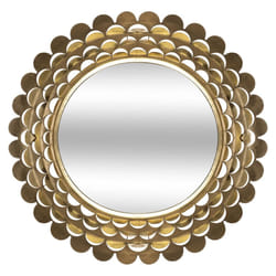 Miroir Métallique En Forme De Fleur Dorée