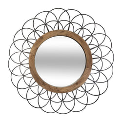 Miroir Métallique et Bois en Forme de fleur